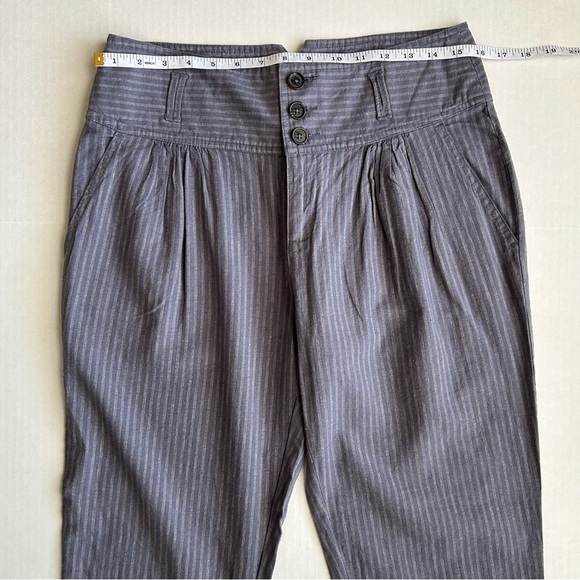 NWOT Sundance Women’s Blue Gray Striped Pleated Amelia Trouser Pants Size 6P - Picture 3 of 11